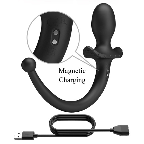 Черная анальная вибропробка с хвостом Anthony фото 5