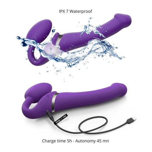 Фиолетовый безремневой вибрострапон Vibrating Bendable Strap-On - size L фото 4