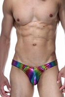Мужские радужные трусы-бразилиана из ткани с блеском Мужские радужные трусы-бразилиана из ткани с блеском