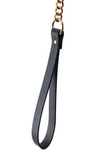 Черный ошейник PREMIUM COLLAR LEASH SET с золотистым поводком фото 3