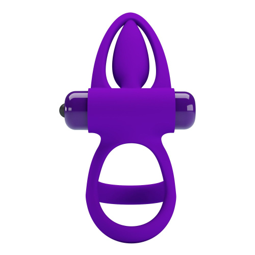 Фиолетовое эрекционное кольцо с 10 режимами вибрации и подхватом мошонки фото 4