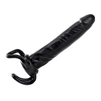Чёрная насадка-фаллос для двойного проникновения INFLATABLE DILDO SLIM DONG  - 13,5 см.