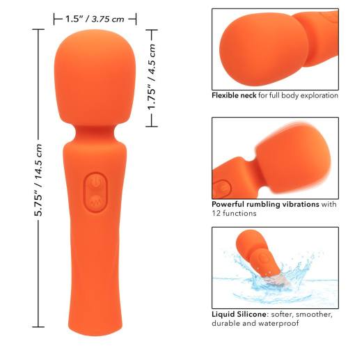Оранжевый вибромассажер Stella Liquid Silicone Mini Massager - 14,5 см. фото 5
