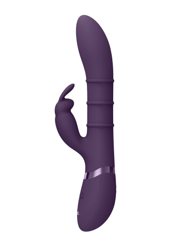 Фиолетовый вибромассажер-кролик с 3 стимулирующими кольцами Sora - 24,2 см. фото 4