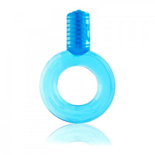 Голубое упругое кольцо на пенис с вибрацией Go фото 2