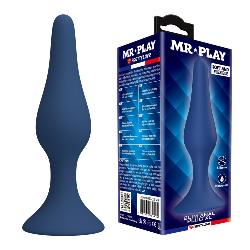 Синяя анальная пробка Slim Anal Plug XL - 15,4 см. фото 2 Синяя анальная пробка Slim Anal Plug XL - 15,4 см. фото 2