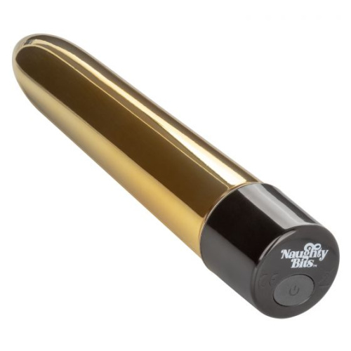 Золотистый классический вибратор Naughty Bits Gold Dicker Personal Vibrator - 19 см. фото 5