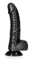 Черный фаллоимитатор Curved Realistic Dildo Balls Suction Cup 6 - 15,5 см.