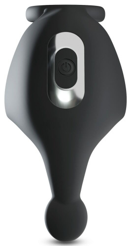 Черная вибронасадка для эрекции и стимуляции мошонки Cock ring with RC ball massager фото 5