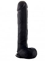 Чёрный фаллоимитатор Realistic Cock 15  With Scrotum - 38 см.