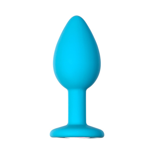 Голубая анальная пробка Cutie Small с розовым кристаллом - 7,5 см. Голубая анальная пробка Cutie Small с розовым кристаллом - 7,5 см.