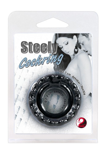 Чёрное кольцо для пениса Steely Cockring фото 4