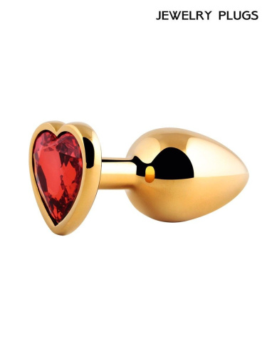 Золотистая анальная пробка с красным кристаллом - 9 см. фото 3 Золотистая анальная пробка с красным кристаллом - 9 см. фото 3