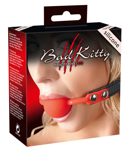 Силиконовый кляп-шар на чёрных ремешках Red Gag silicone фото 3