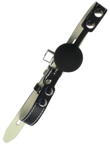 Черный силиконовый кляп с фиксацией и замочком фото 3