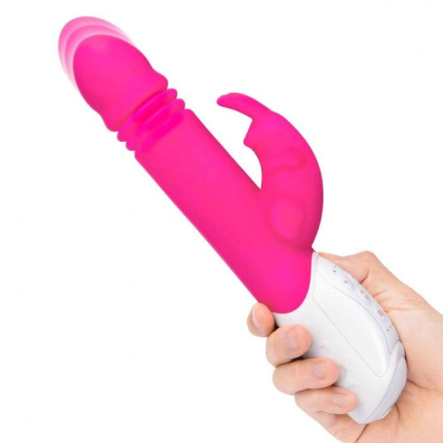 Розовый пульсирующий вибромассажер G-Spot Thrusting Rabbit - 24 см. фото 3