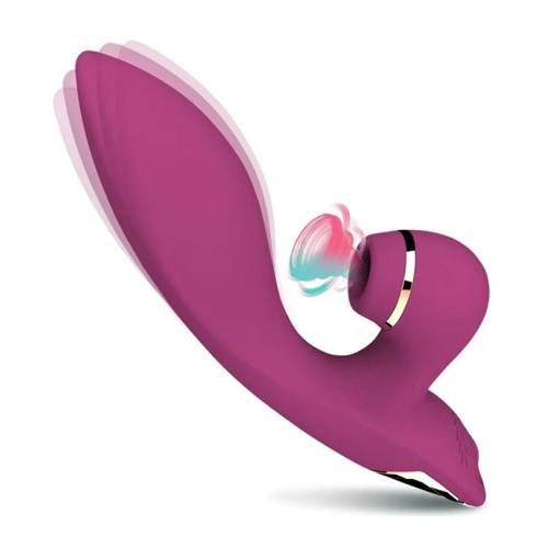 Сливовый вибратор-кролик с вакуумной стимуляцией 5’’ Silicone Suction Kiss - 20,3 см. фото 3