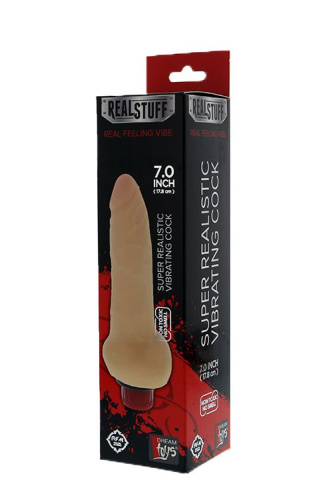 Телесный вибромассажёр-реалистик REALSTUFF REAL FEELING VIBE 7INCH - 17,8 см. фото 2 Телесный вибромассажёр-реалистик REALSTUFF REAL FEELING VIBE 7INCH - 17,8 см. фото 2