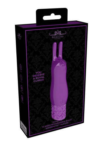 Фиолетовая перезаряжаемая вибпоруля Elegance - 11,8 см. фото 2