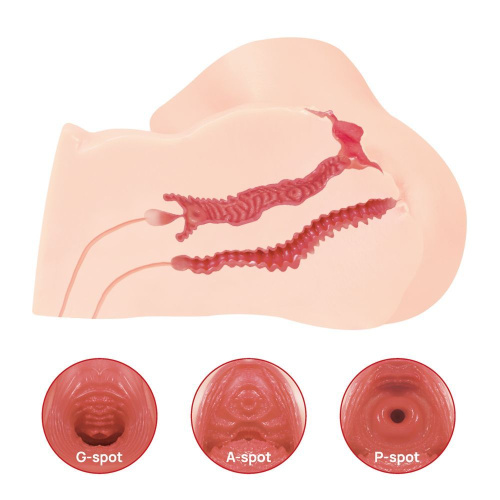Телесный вибромастурбатор-полуторс Maria Onehole Real Vagina с двойным слоем материала фото 3