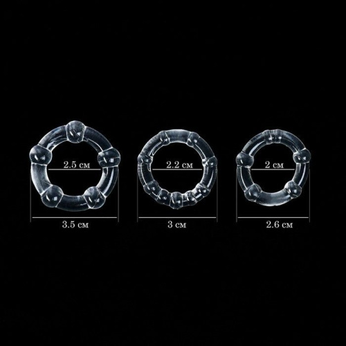 Набор из 3 прозрачных рельефных эрекционных колец фото 6