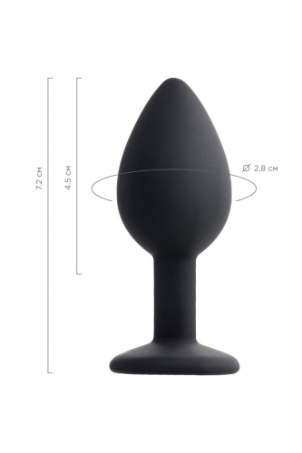 Черная анальная втулка с прозрачным стразом - 7,2 см. фото 8