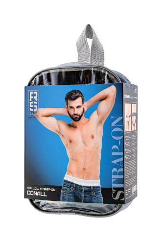 Телесный фаллопротез на черных ремнях Conall - 15 см. фото 6