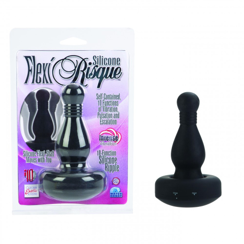 Чёрная пробка с вибрацией 10-Function Flexi Risquе Ripples фото 2