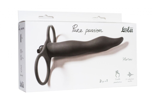 Черная вибронасадка для двойного проникновения Flirtini - 15,9 см. фото 2