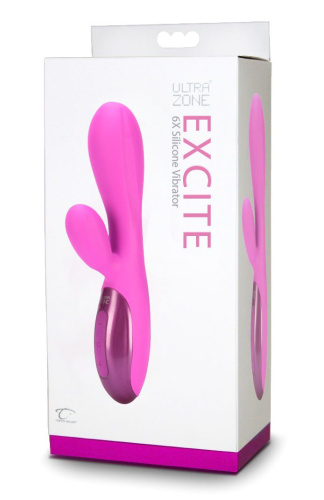 Розовый вибромассажер Excite 6x Rabbit Style со стимуляцией клитора - 17,8 см. фото 2