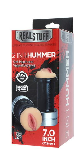 Двусторонний мастурбатор REALSTUFF 2 IN 1 HUMMER MOUTH & VAGINA - ротик и вагина фото 2