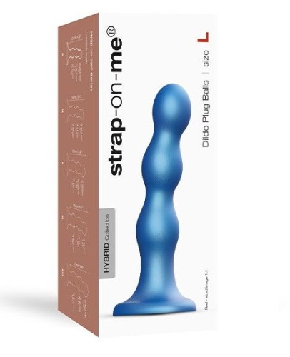 Голубая насадка Strap-On-Me Dildo Plug Balls size L фото 2