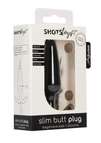 Черная анальная пробка для ношения Slim Butt Plug - 8,3 см. фото 2