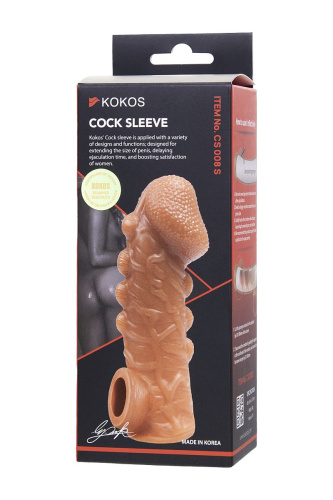 Телесная закрытая насадка с шишечками Cock Sleeve 008 Size S - 13,8 см. фото 5