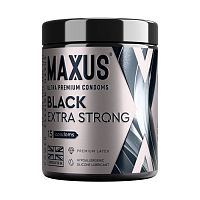 Черные утолщенные презервативы MAXUS Extra Strong с железным кейсом - 15 шт.