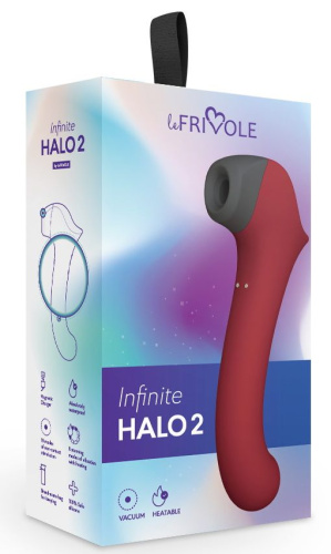 Бордовый вакуумный вибростимулятор с нагреваемой ручкой Halo 2 - 22,5 см. фото 3