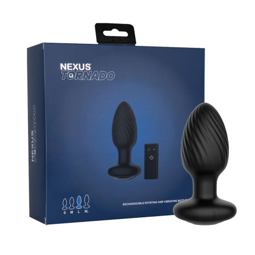 Черная анальная вибровтулка Nexus Tornado Large с функцией вращения фото 5