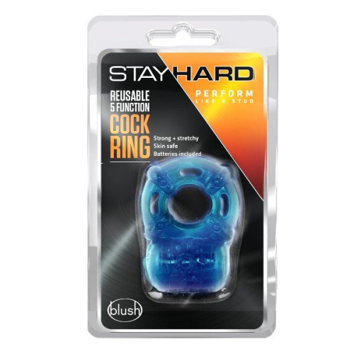 Голубое эрекционное виброкольцо Reusable 5 Function Cock Ring фото 2 Голубое эрекционное виброкольцо Reusable 5 Function Cock Ring фото 2