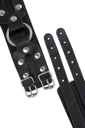 Черные кожаные оковы с двумя ремешками фото 7 Черные кожаные оковы с двумя ремешками фото 7