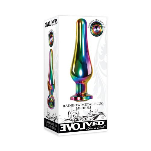 Радужная металлическая пробка Rainbow Metal Plug Medium - 11,1 см. фото 4
