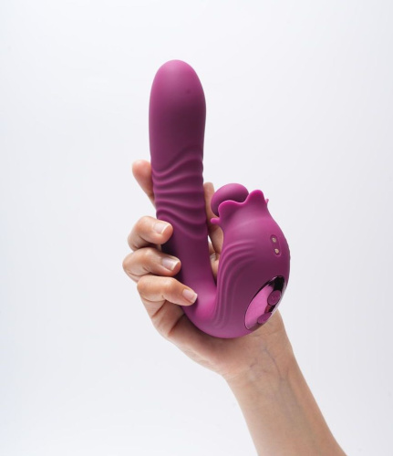 Фиолетовый вибратор Selove Campanula с вращающимся стимулятором клитора - 18,2 см. фото 3