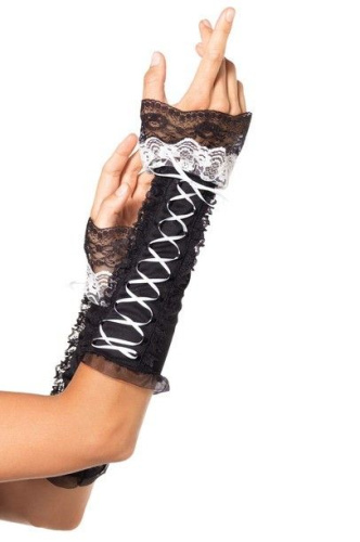 Перчатки с кружевом Lace Up Opaque Arm Warmer With Lace Ruffle Trim Перчатки с кружевом Lace Up Opaque Arm Warmer With Lace Ruffle Trim