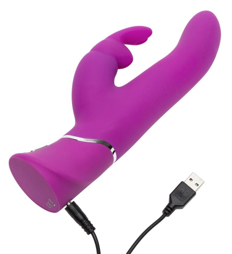 Лиловый вибратор Curve Thrusting Rechargeable Rabbit Vibrator - 24,1 см. фото 5