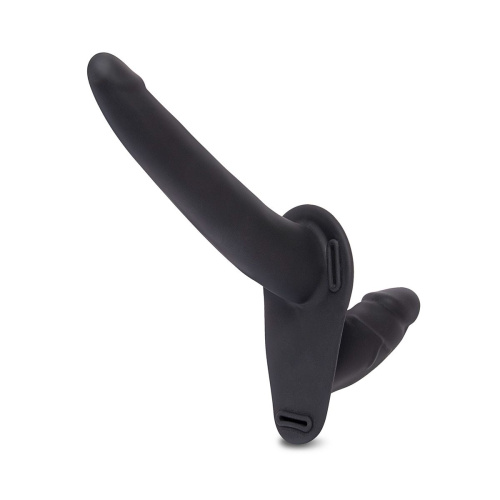 Женский страпон с вагинальной пробкой Silicone Strap-on Harness Dildo - 13,3 см. фото 2