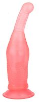 Розовый анальный стимулятор на присоске - 16,5 см.