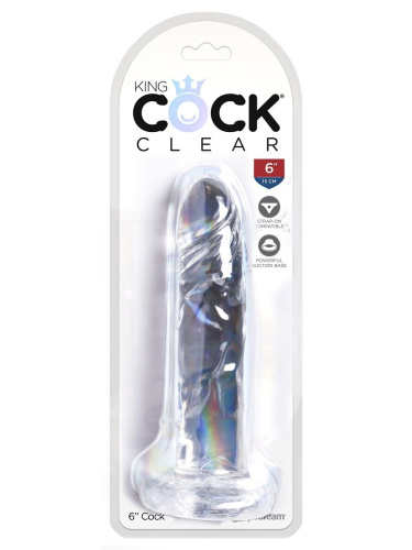 Прозрачный фаллоимитатор King Cock Clear 6 Cock - 18,4 см. фото 4