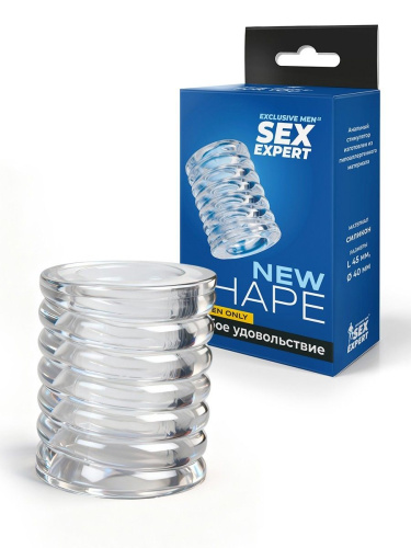 Прозрачная сквозная насадка на пенис с ребрышками фото 2