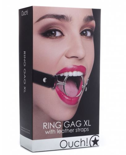 Расширяющий кляп Ring Gag XL с чёрными ремешками фото 2