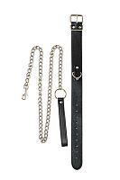 Черный ошейник с поводком Wild