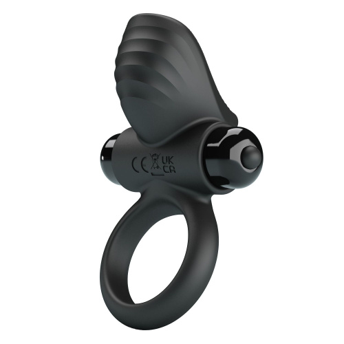 Черное эрекционное кольцо с вибрацией Adrien